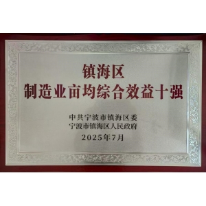 鎮(zhèn)海區(qū)制造業(yè)畝均綜合效益十強(qiáng)